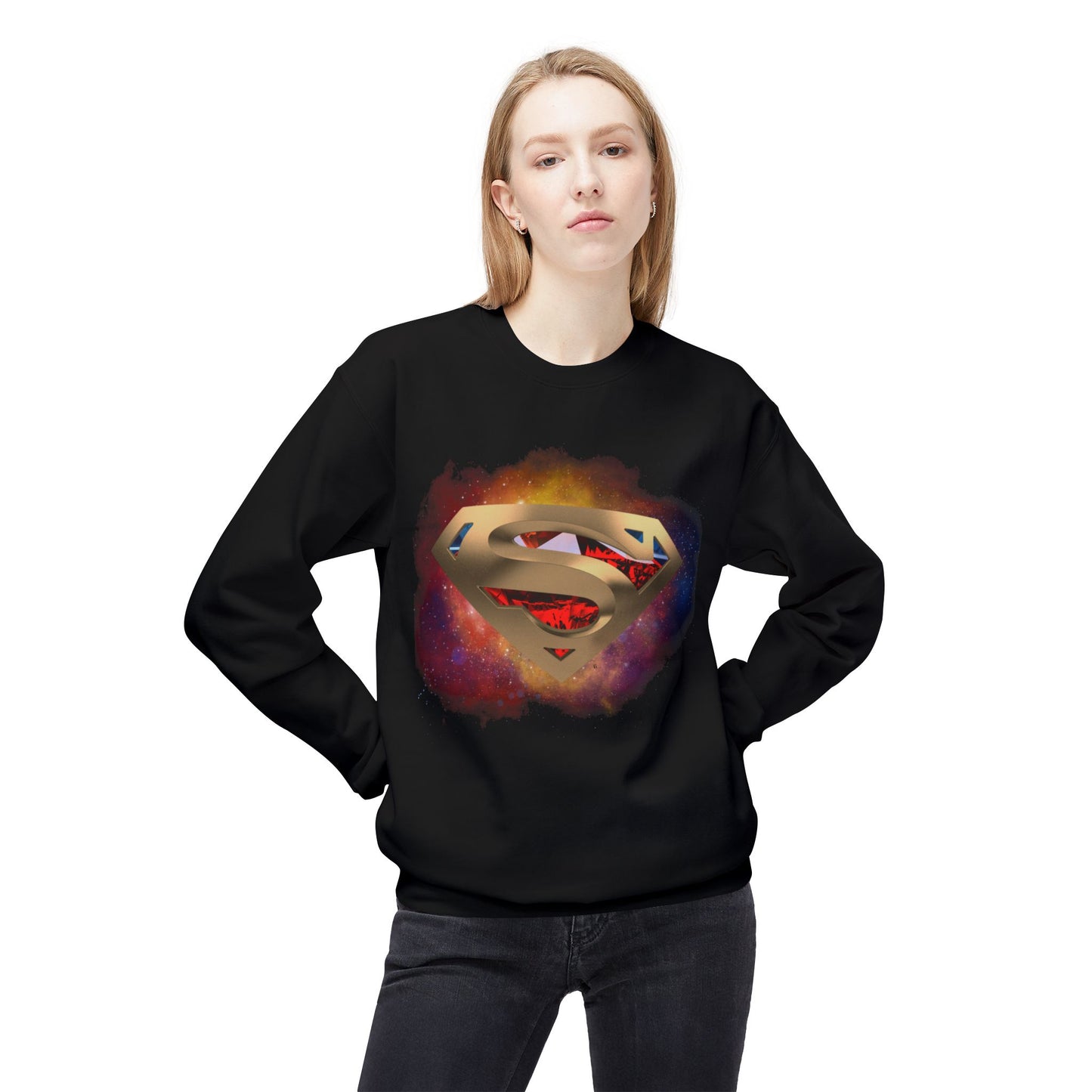 Superhero Galaxy Fleece Crewneck Sweatshirt - Unisex