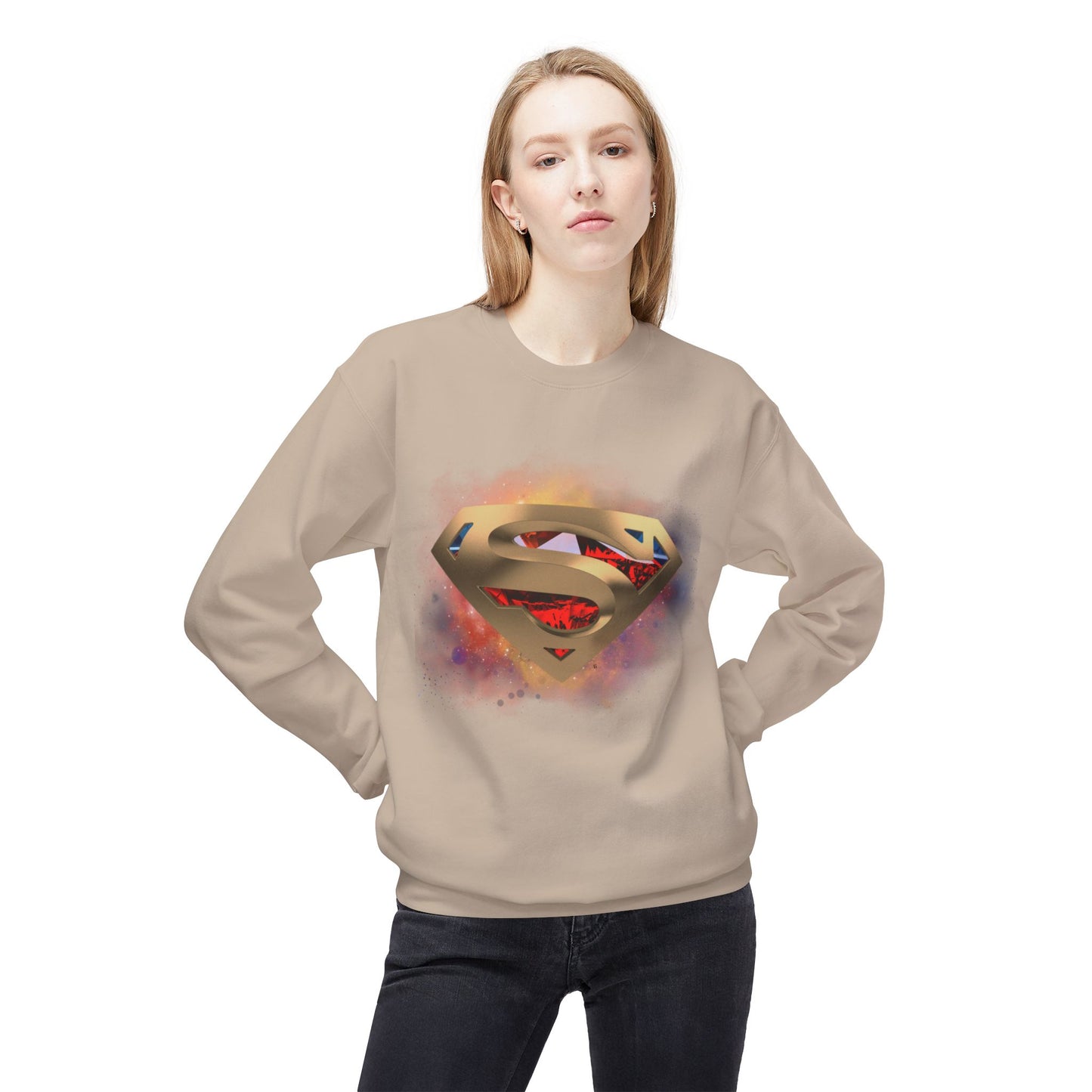 Superhero Galaxy Fleece Crewneck Sweatshirt - Unisex