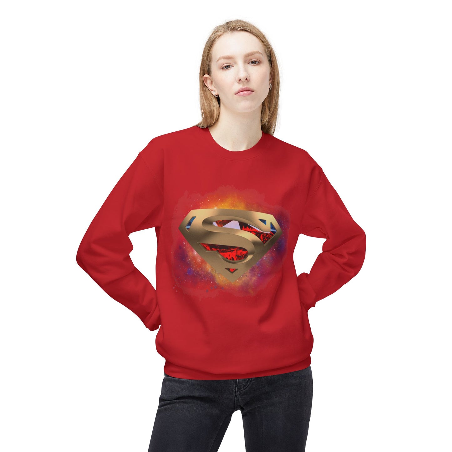 Superhero Galaxy Fleece Crewneck Sweatshirt - Unisex