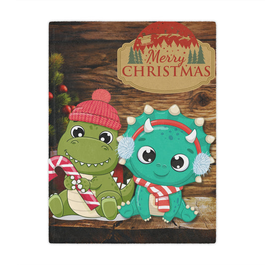 Christmas Dinosaur Microfiber Blanket - Cozy Kids Holiday Throw with Cute Dinosaurs