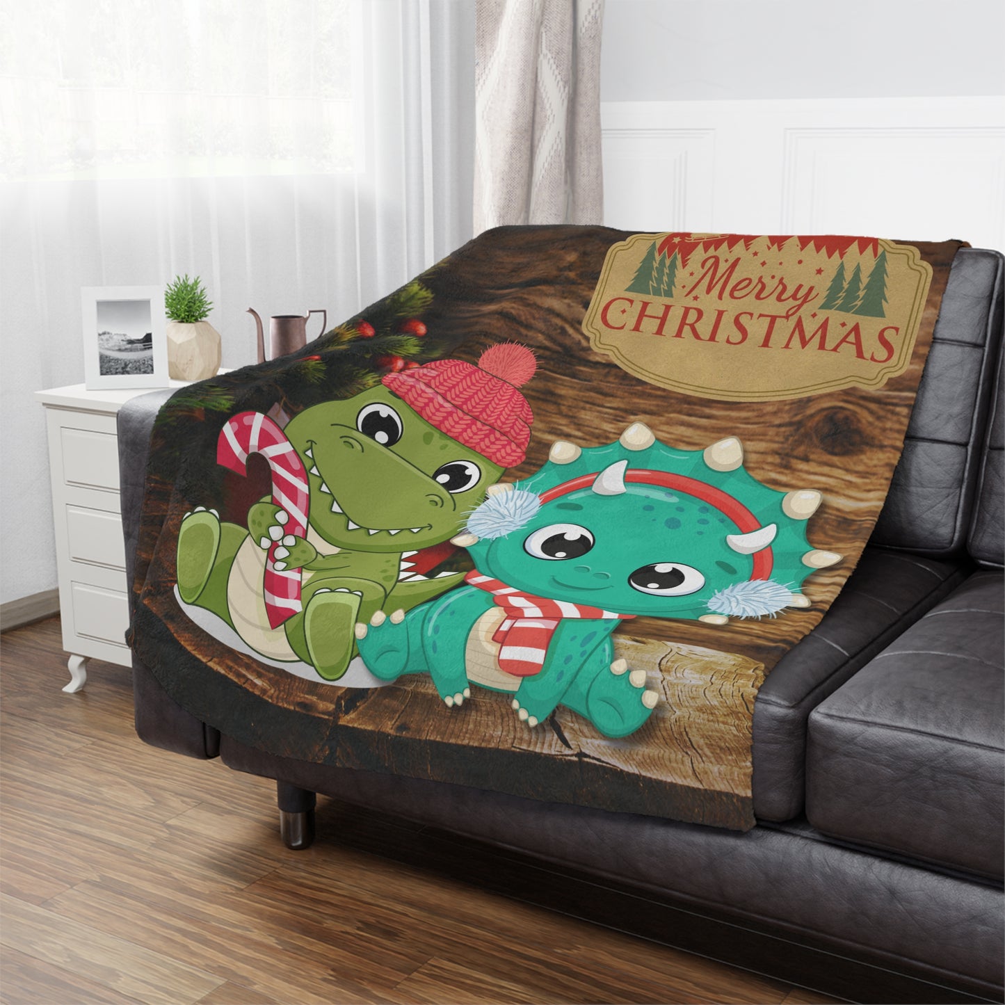 Christmas Dinosaur Microfiber Blanket - Cozy Kids Holiday Throw with Cute Dinosaurs