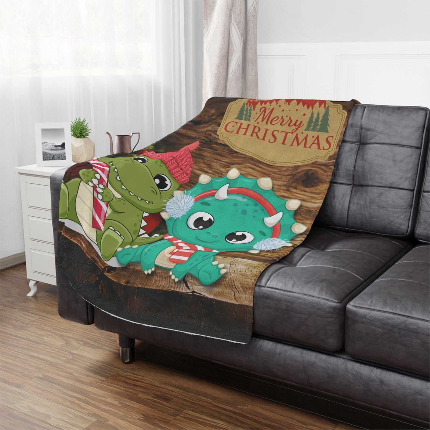 Christmas Dinosaur Microfiber Blanket - Cozy Kids Holiday Throw with Cute Dinosaurs