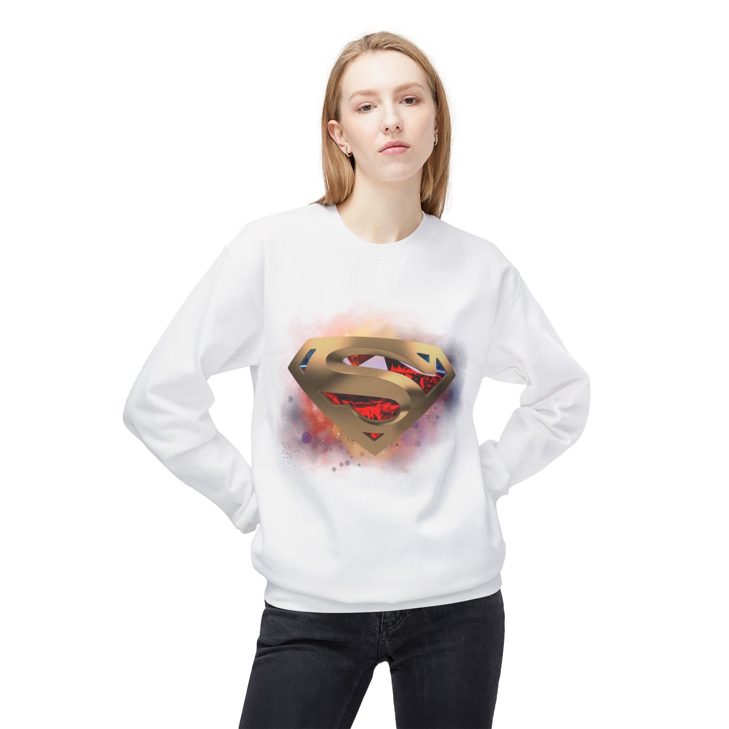 Superhero Galaxy Fleece Crewneck Sweatshirt - Unisex