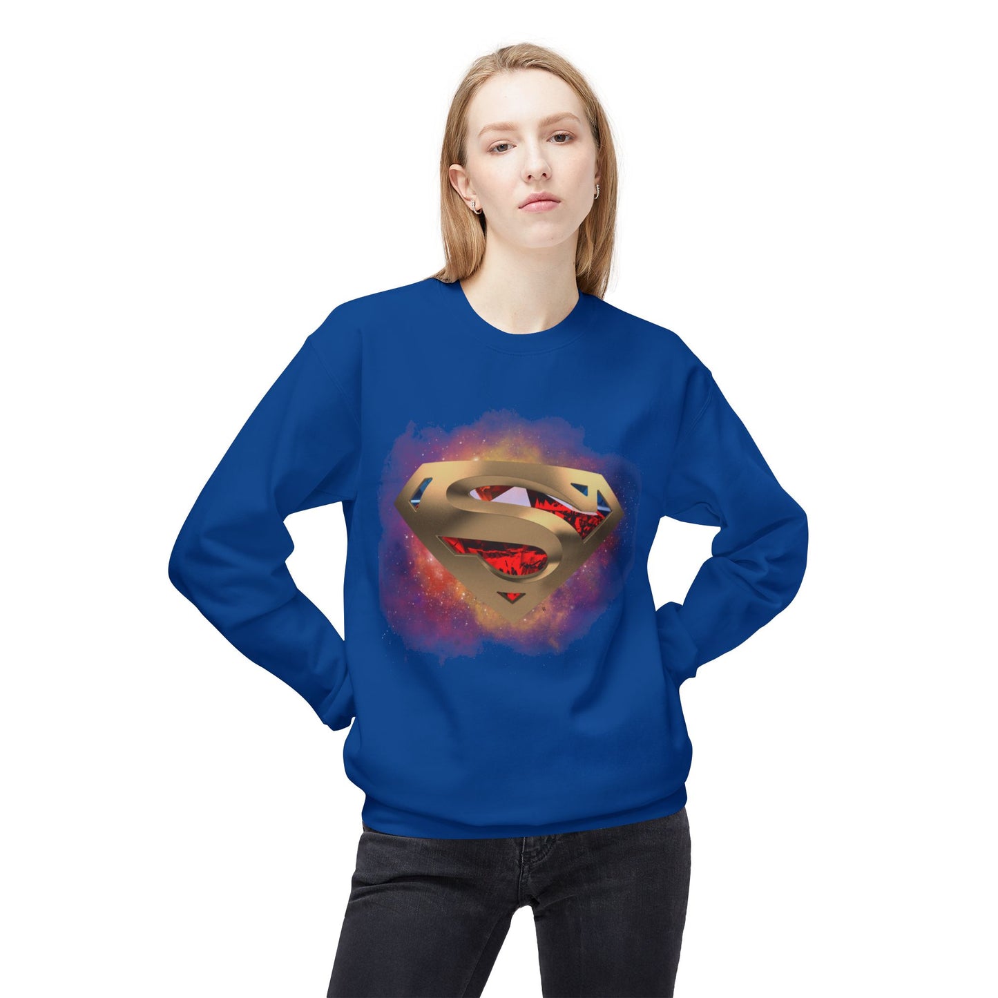 Superhero Galaxy Fleece Crewneck Sweatshirt - Unisex