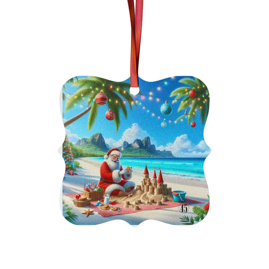 Ornament Set - Santa at the Beach Aluminum Ornaments