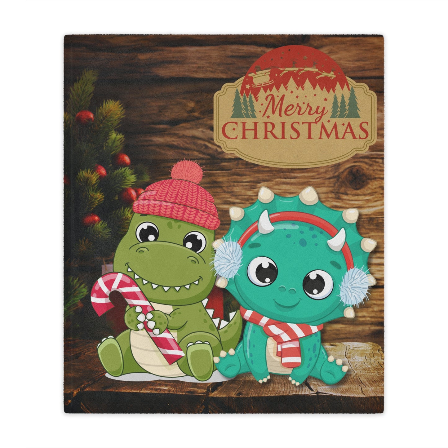 Christmas Dinosaur Microfiber Blanket - Cozy Kids Holiday Throw with Cute Dinosaurs